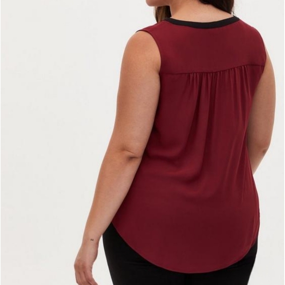 Torrid Georgette Sleeveless Tank Burgundy & Black 4X NWOT NEW - Picture 5 of 16